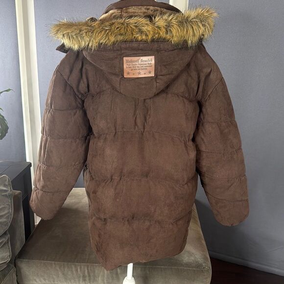 Vintage Makaveli Branded Tupac RARE Brown Puffer Jacket Hood Heavyweight L *READ - Picture 6 of 16